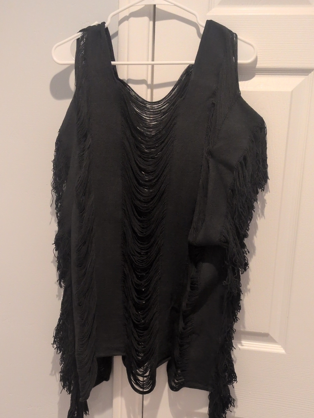 Thrift & threads Black Fringe Women's Mini/Top - Stylish Layered Look